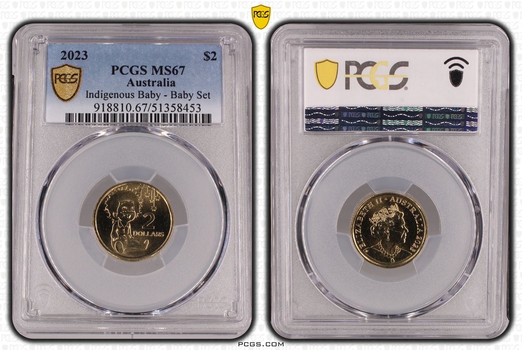 Indigenous Baby - Baby Set, Two Dollar, 2023, PCGS MS67