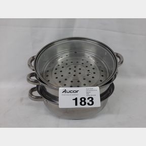 34CM - STEAMER COOKING STAINLESS STEEL 3-TIER POT WITH TRANSPARENT LID
