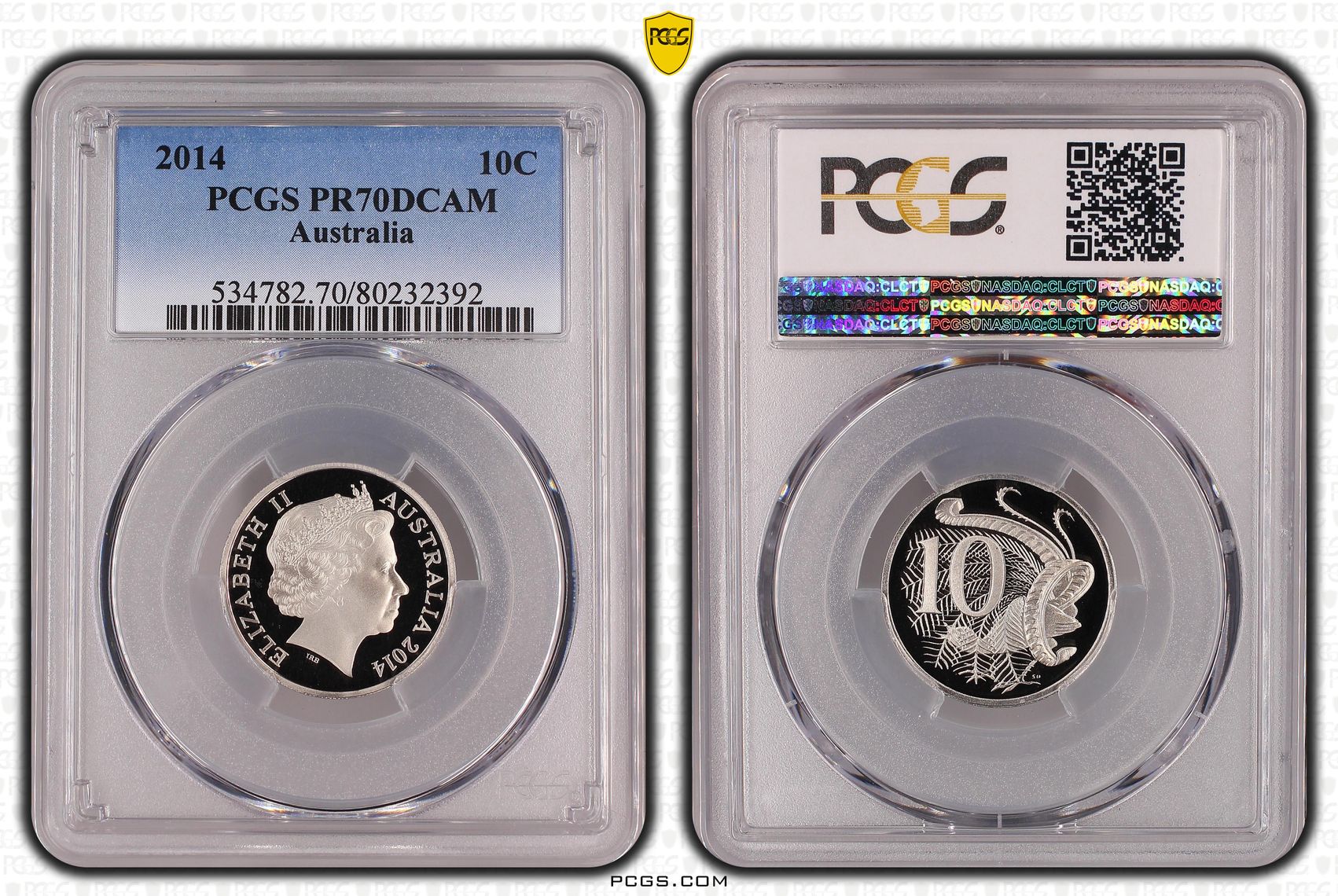 Top pop, Ten Cent, 2014, PCGS PR70DCAM