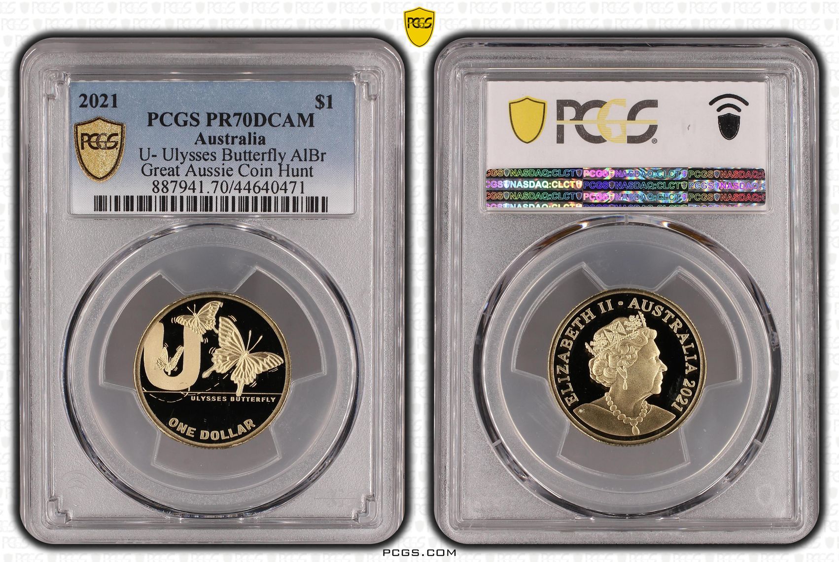 2021 Australia One Dollar, $1 U- Ulysses Butterfly AlBr PCGS - PR70DCAM POP 16/0 -471