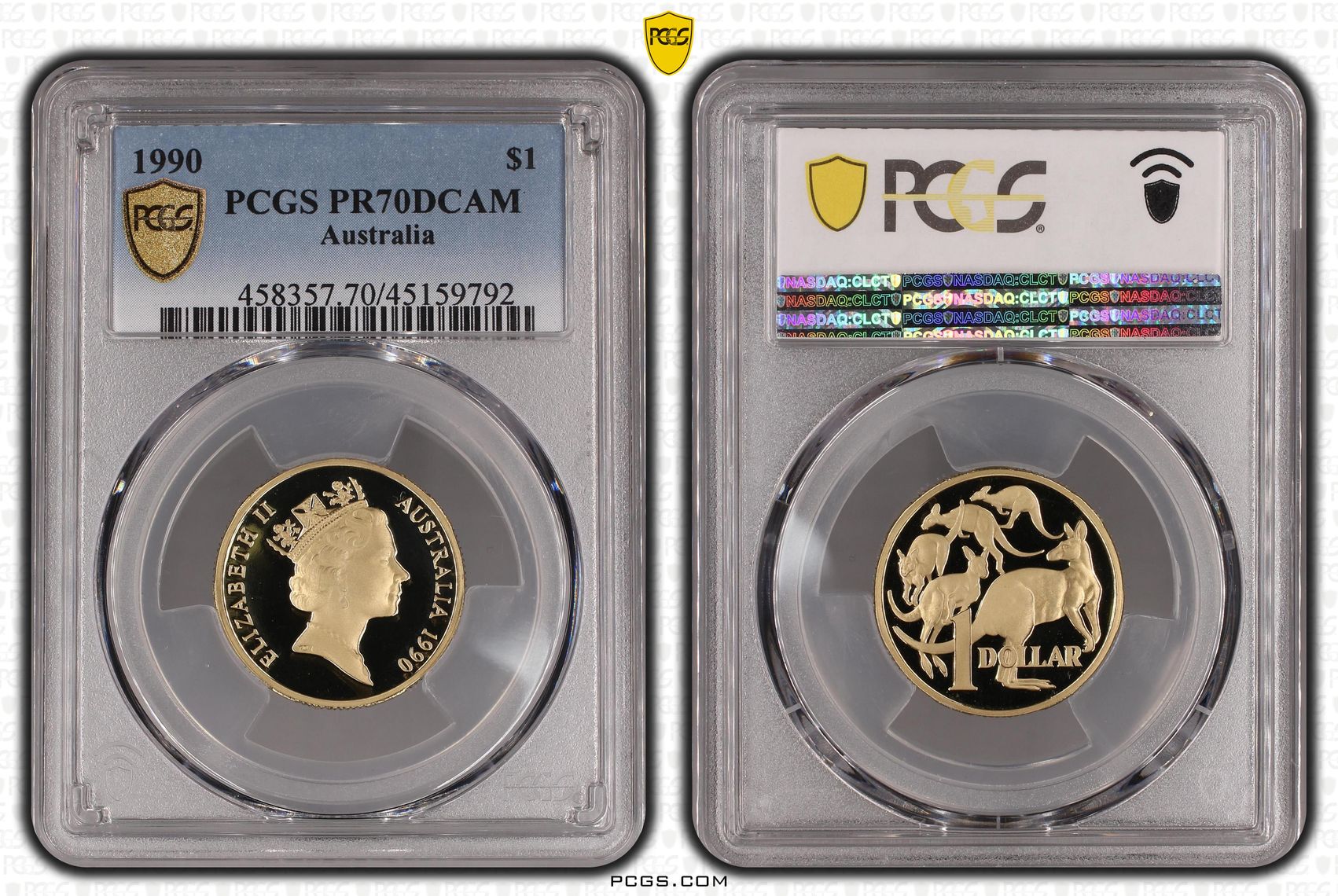 Elizabeth II, One Dollar, 1990, PCGS PR 70DCAM