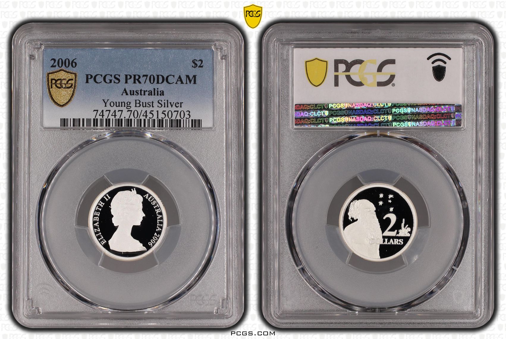 2006 Australia Two Dollar, $2 Silver Proof Young Bust Silver PCGS - PR70DCAM POP 5/0 -703