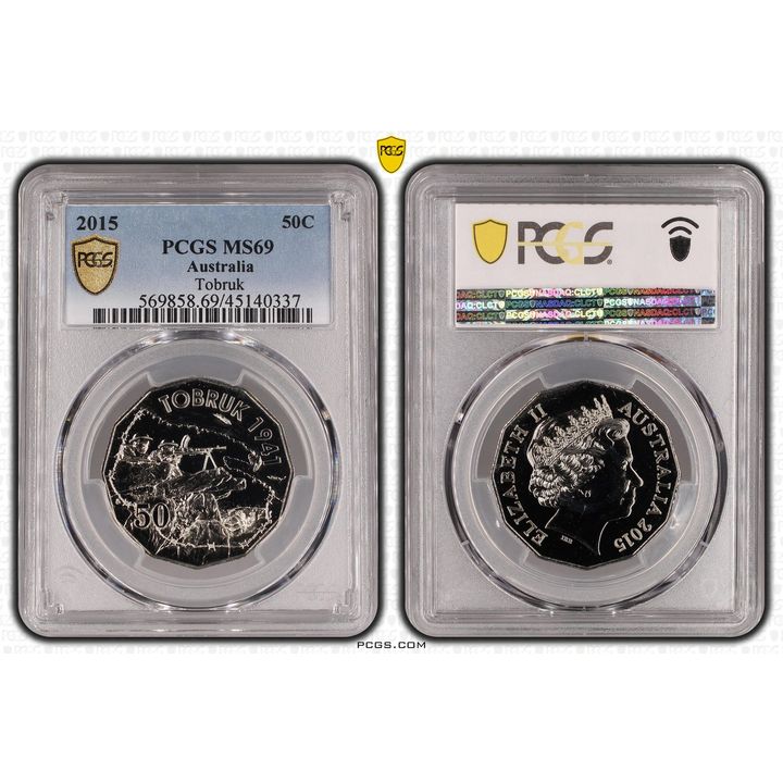 2015 Australia Fifty Cent, 50c Tobruk PCGS - MS69 POP 16/0 -337