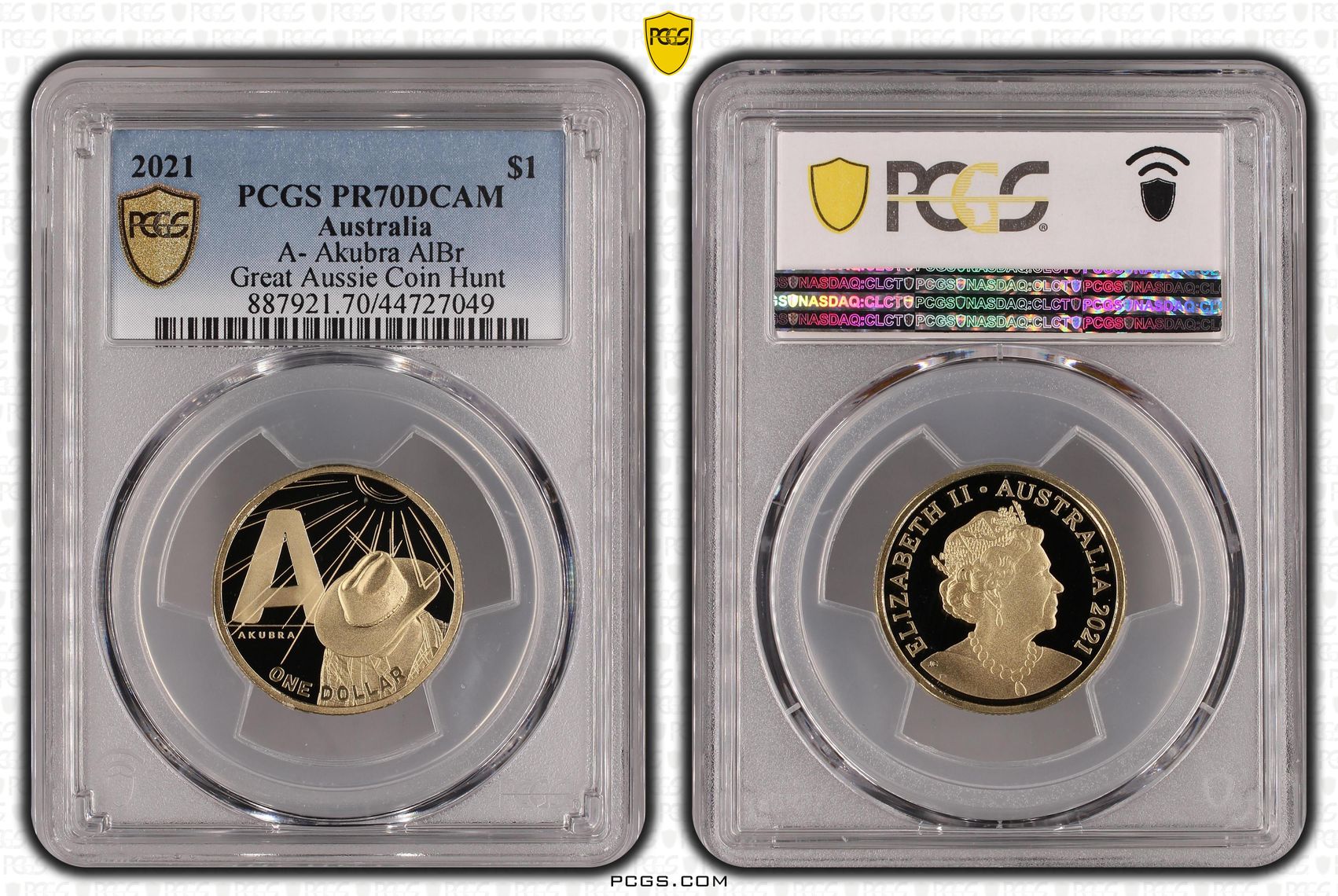 Elizabeth II, A- Akubra AlBr, One Dollar, 2021, PCGS PR 70DCAM