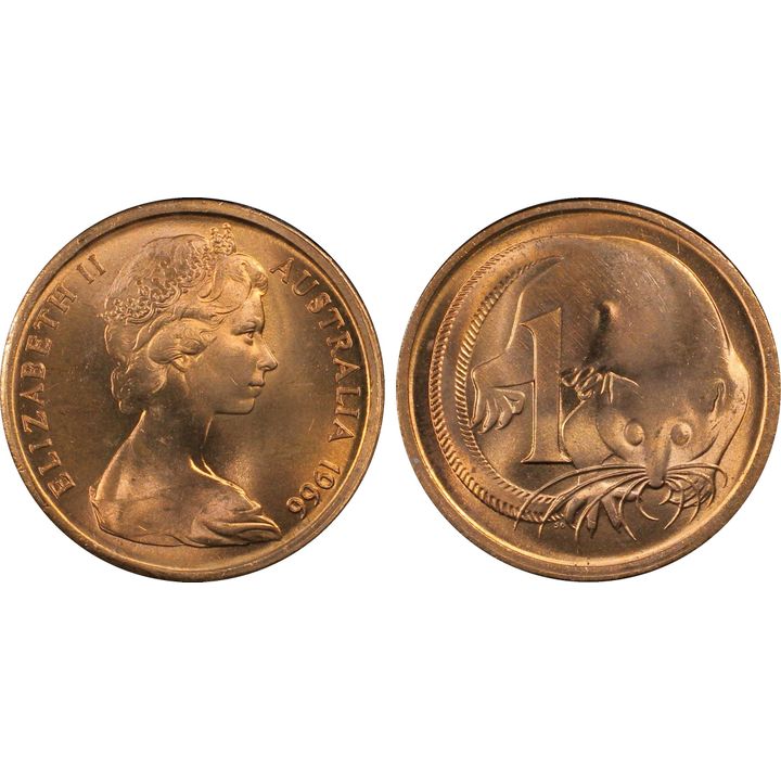 Elizabeth II, One Cent, 1966(c), PCGS MS65RD