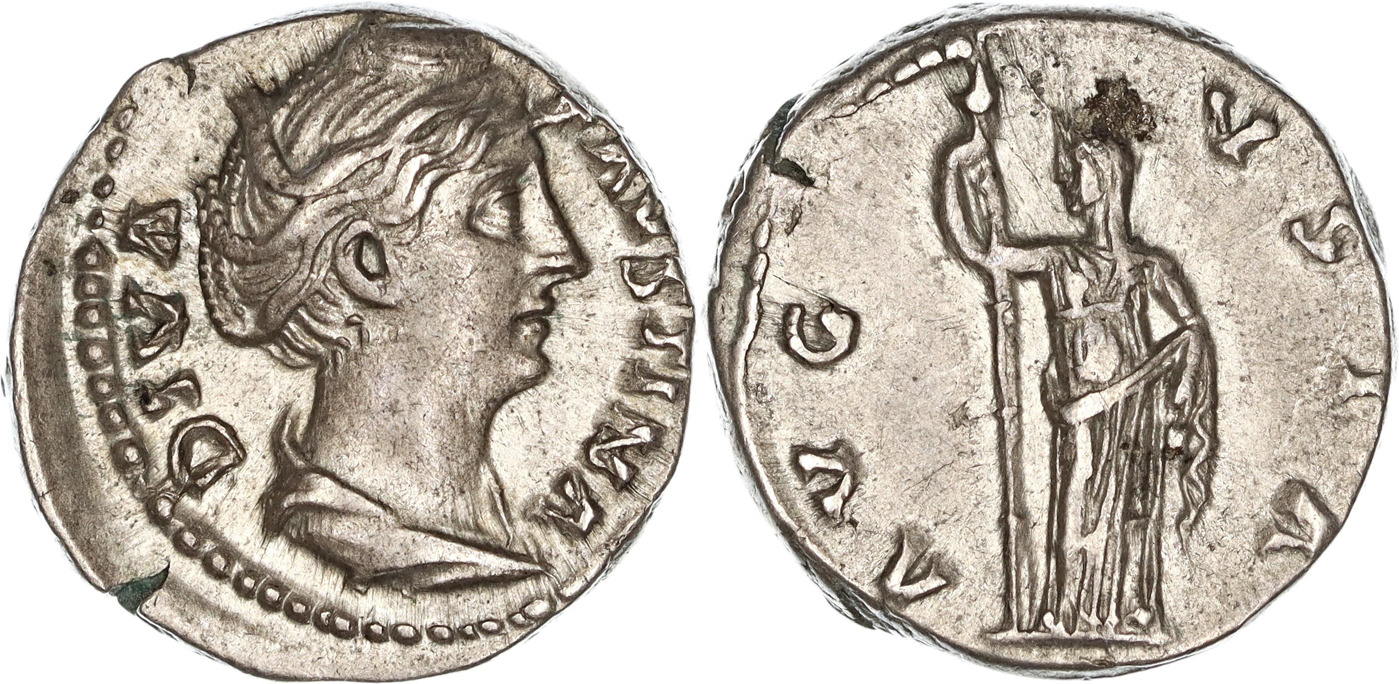 Roman Empire, Diva Faustina I, Silver Denarius, after 141 AD, gVF