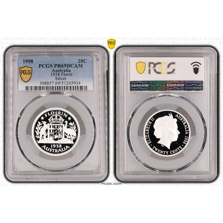1938 Florin Silver, Twenty Cent, 1998, PCGS PR69DCAM