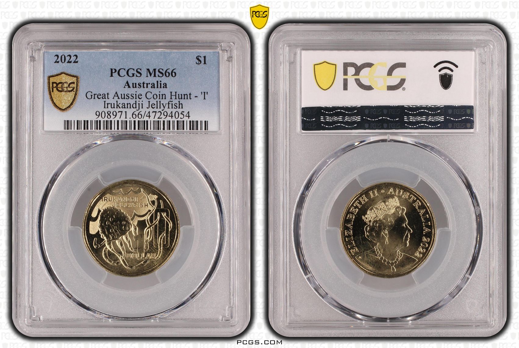 Great Aussie Coin Hunt - 'I', One Dollar, 2022 POP Report 1/1, PCGS MS 66