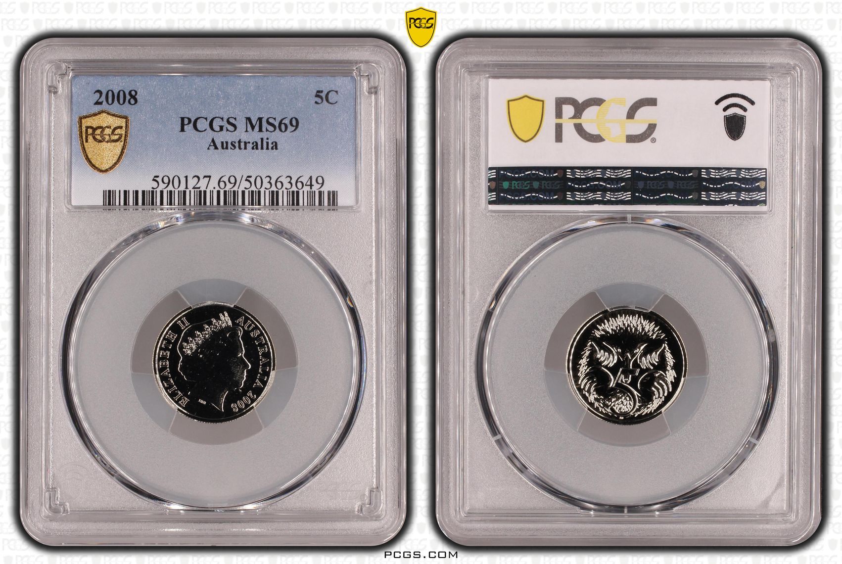 Five Cent, 2008, PCGS MS69