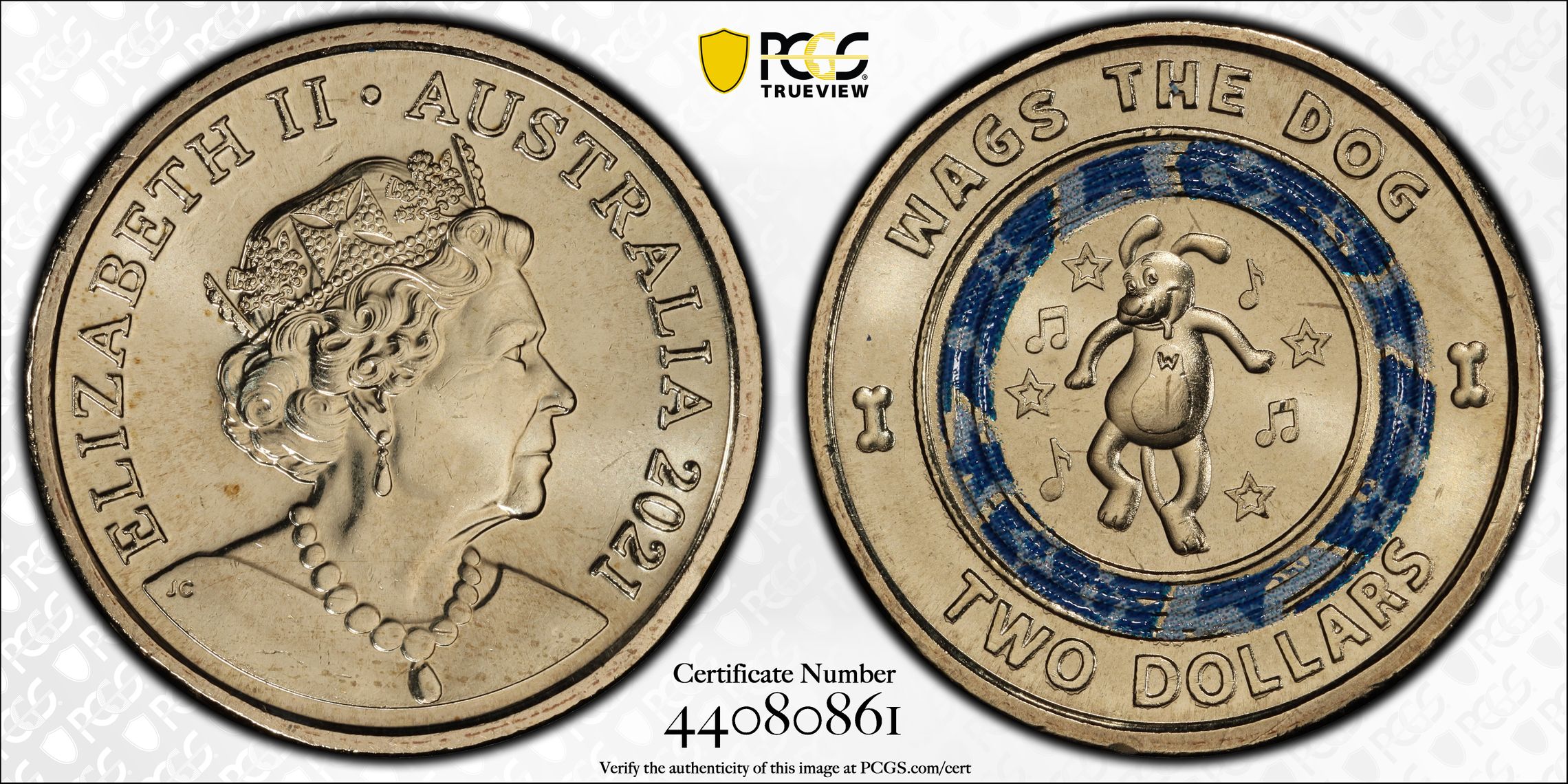 Wiggles - Wags the Dog, Two Dollar, 2021, PCGS MS67