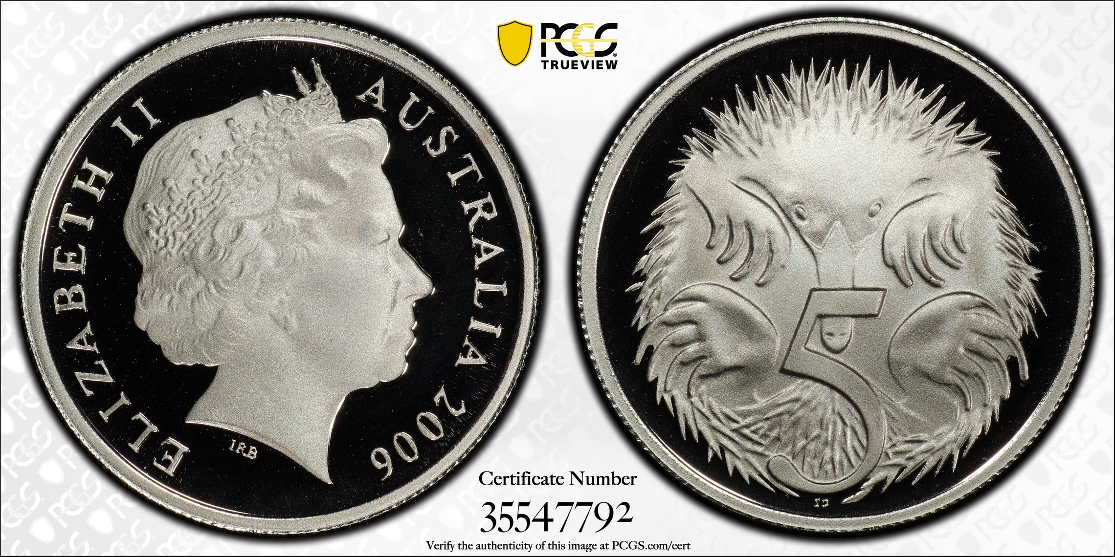 Elizabeth II, Five Cent, 2006, PCGS PR70DCAM