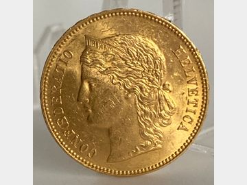 1896 SWISS LIBERTAS SERIES GOLD 20 FRANC
