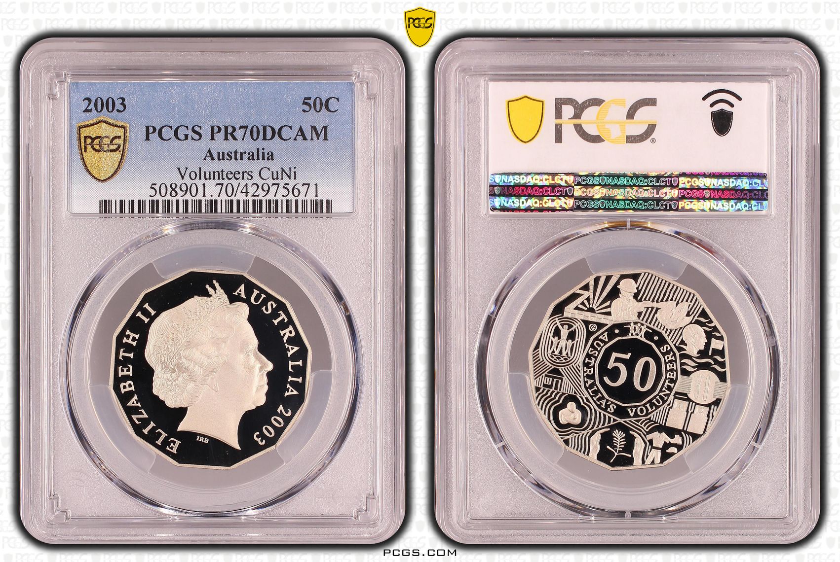 Elizabeth II, Volunteers, Fifty Cent, PR70DCAM , 2003 PCGS POP - 25/0
