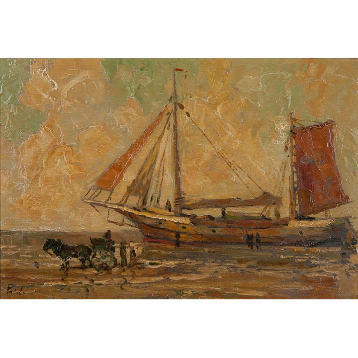 Rudolf Priebe | Kuter rybacki na plaży