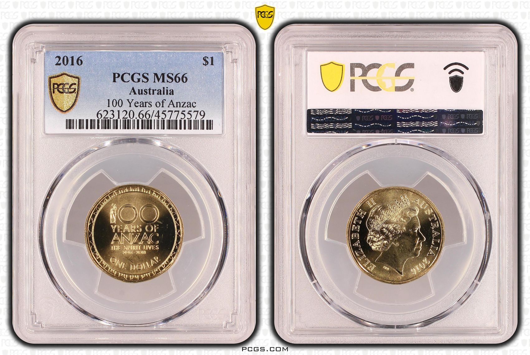 Elizabeth II, 100 Years of Anzac, One Dollar, 2016, PCGS MS66