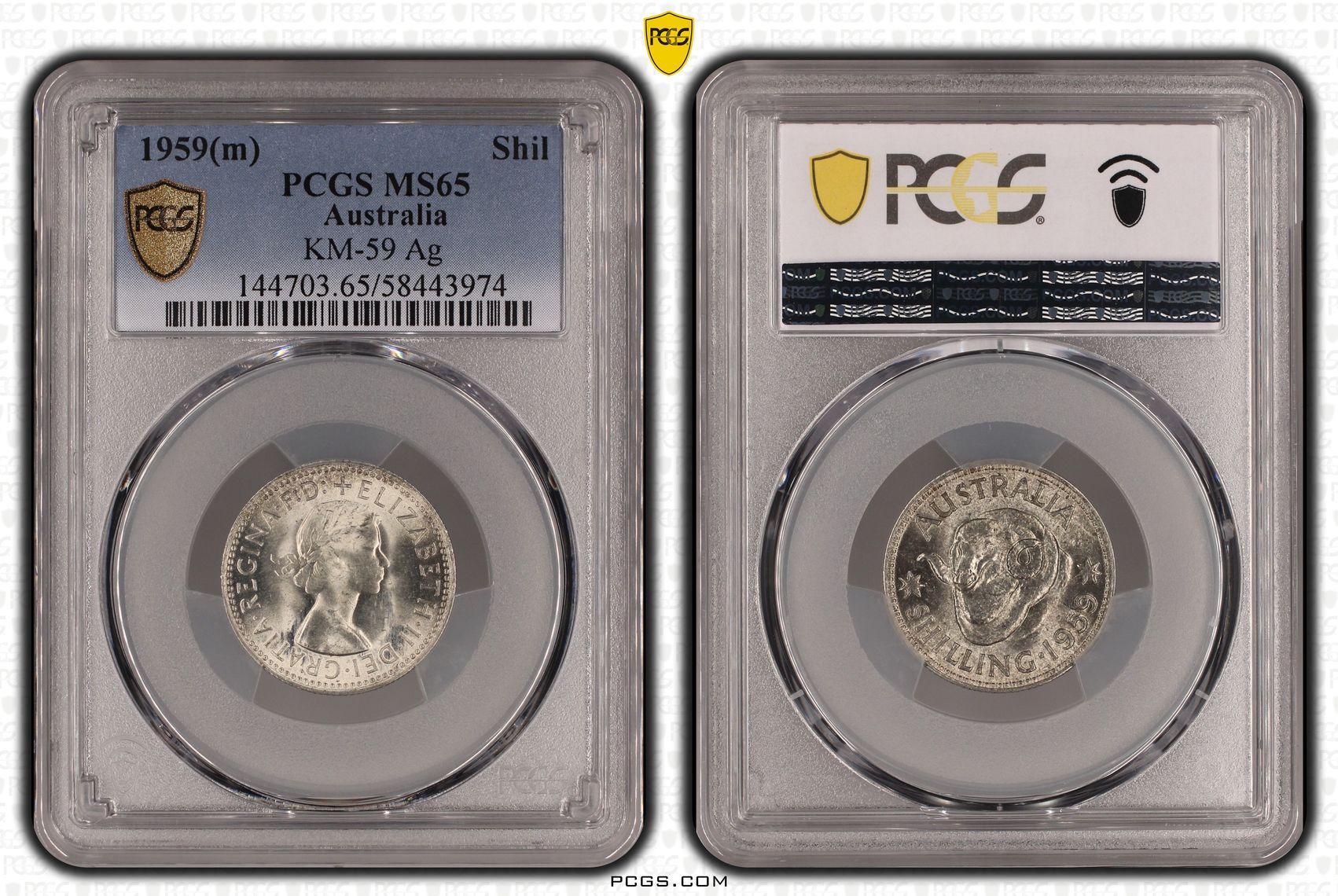 KM-59 Silver, Shilling, 1959(m), PCGS MS65