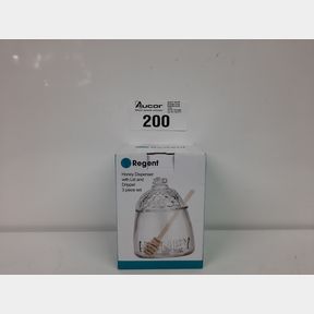 REGENT GLASS HONEY DISPENSER WITH DIPPER - 590ML