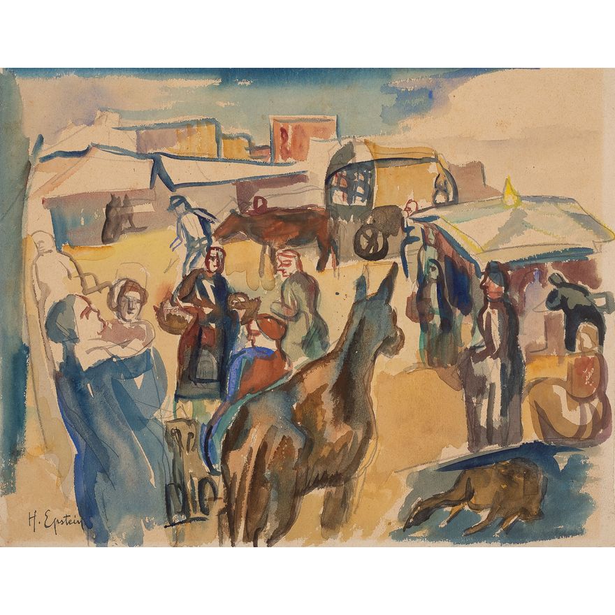 Henryk Epstein | Rynek Saint-Jean-Pied-de-Port w Pirenejach