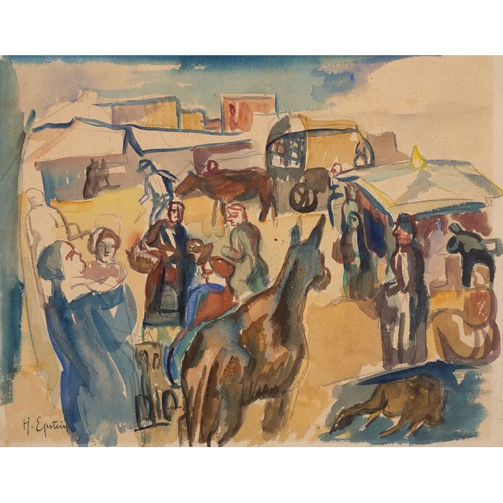 Henryk Epstein | Rynek Saint-Jean-Pied-de-Port w Pirenejach