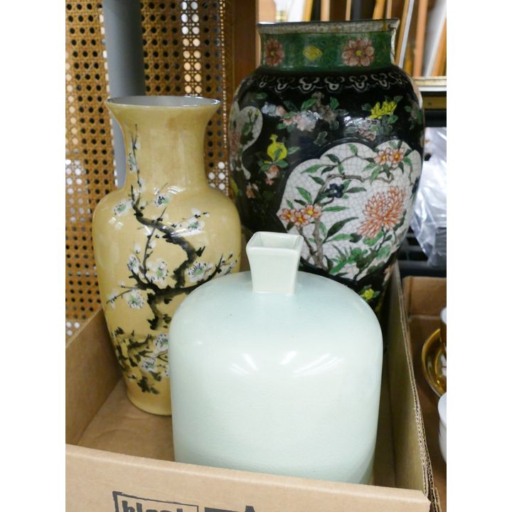 Box 3pc Asian Pottery Vases