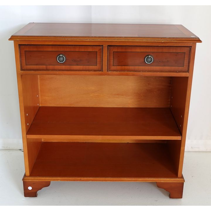 SMALL YEWWOOD TWO-DRAWER SHELF