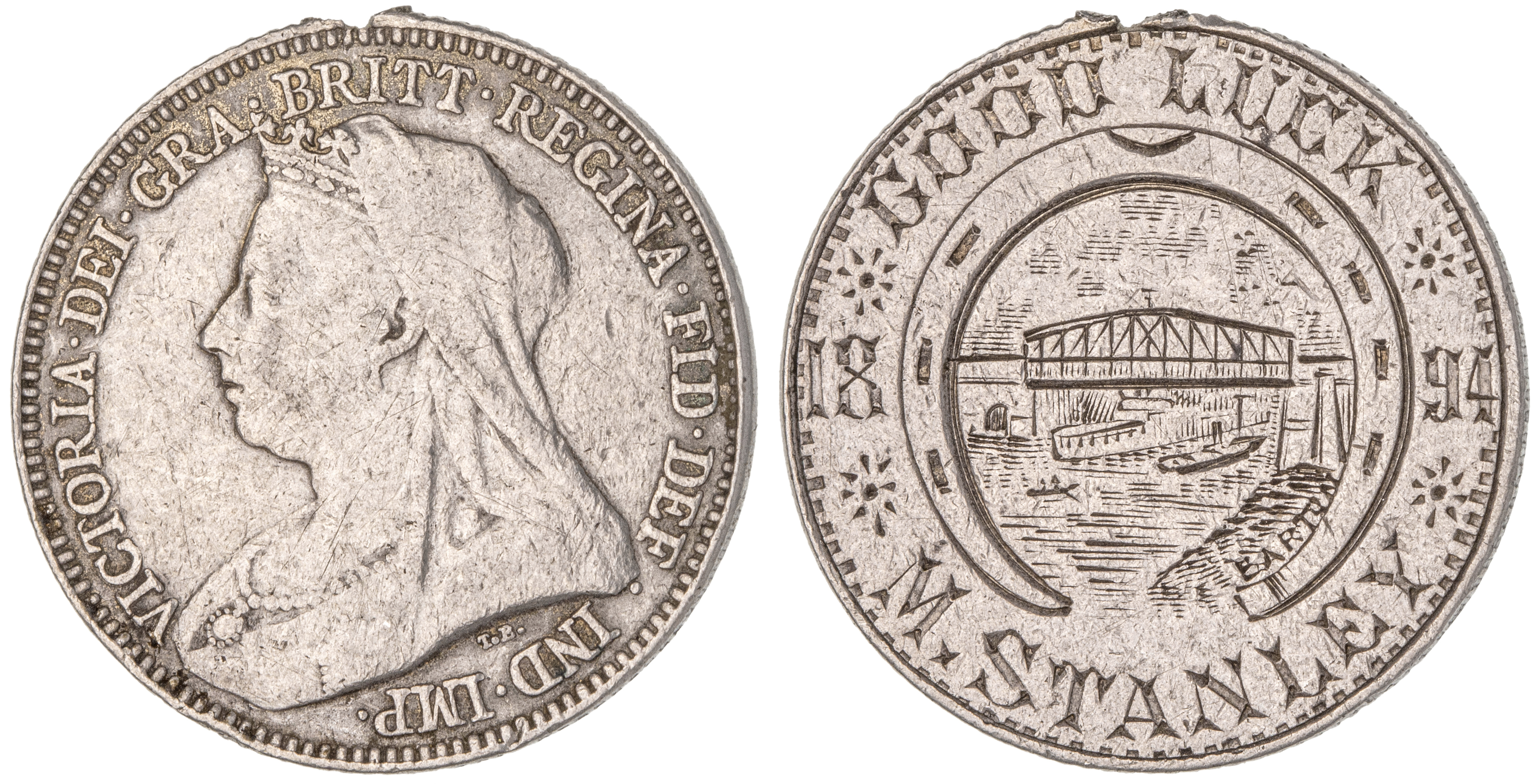 Great Britain, Victoria, Manchester, Engraved Sixpence, 1894, VF