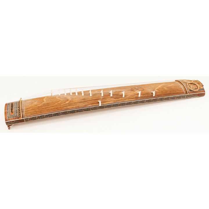 Fine Japanese Meiji Inlaid Koto Harp Instrument