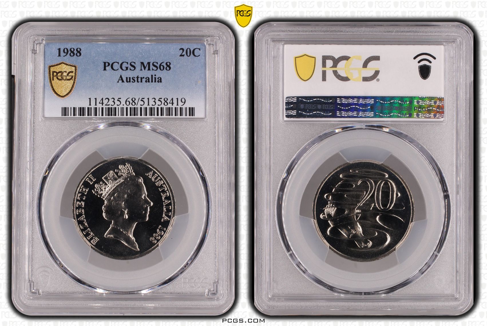 Twenty Cent, 1988, PCGS MS68