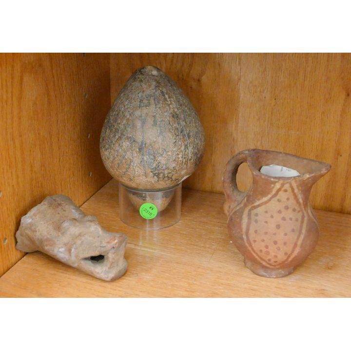 3pc Pre Columbian Pottery Objects 5'' to 8''