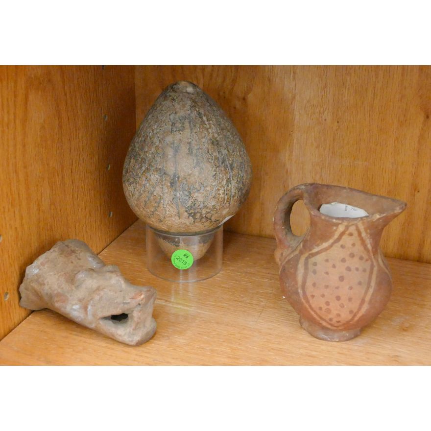 3pc Pre Columbian Pottery Objects 5'' to 8''