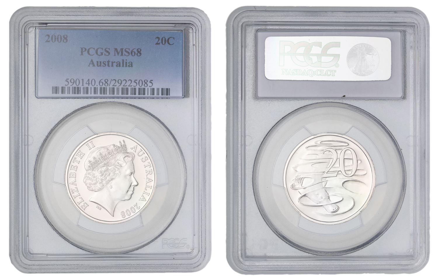 Elizabeth II, Twenty Cent, 2008, PCGS MS68