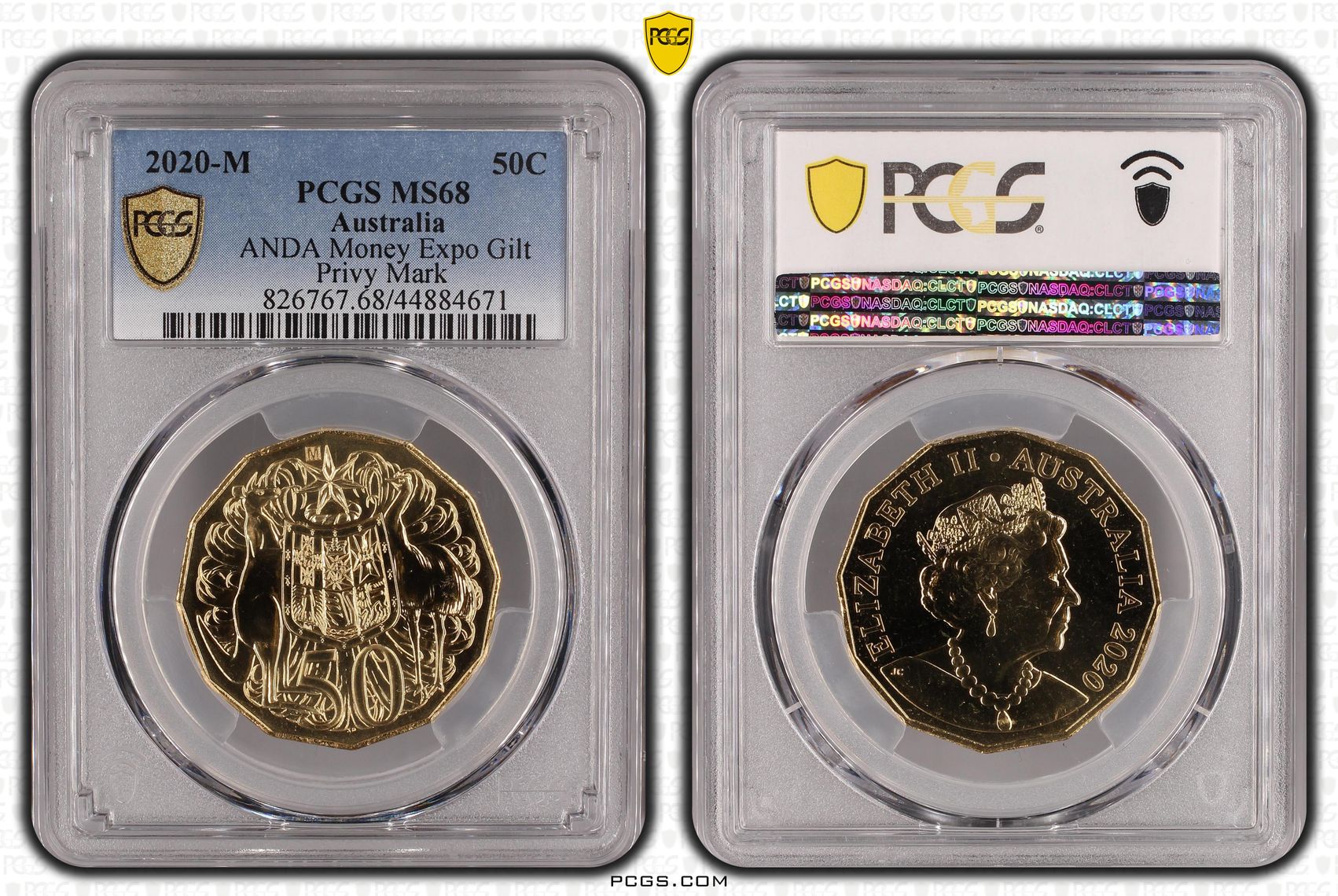 ANDA Money Expo Gilt, Fifty Cent, 2020-M, PCGS MS68