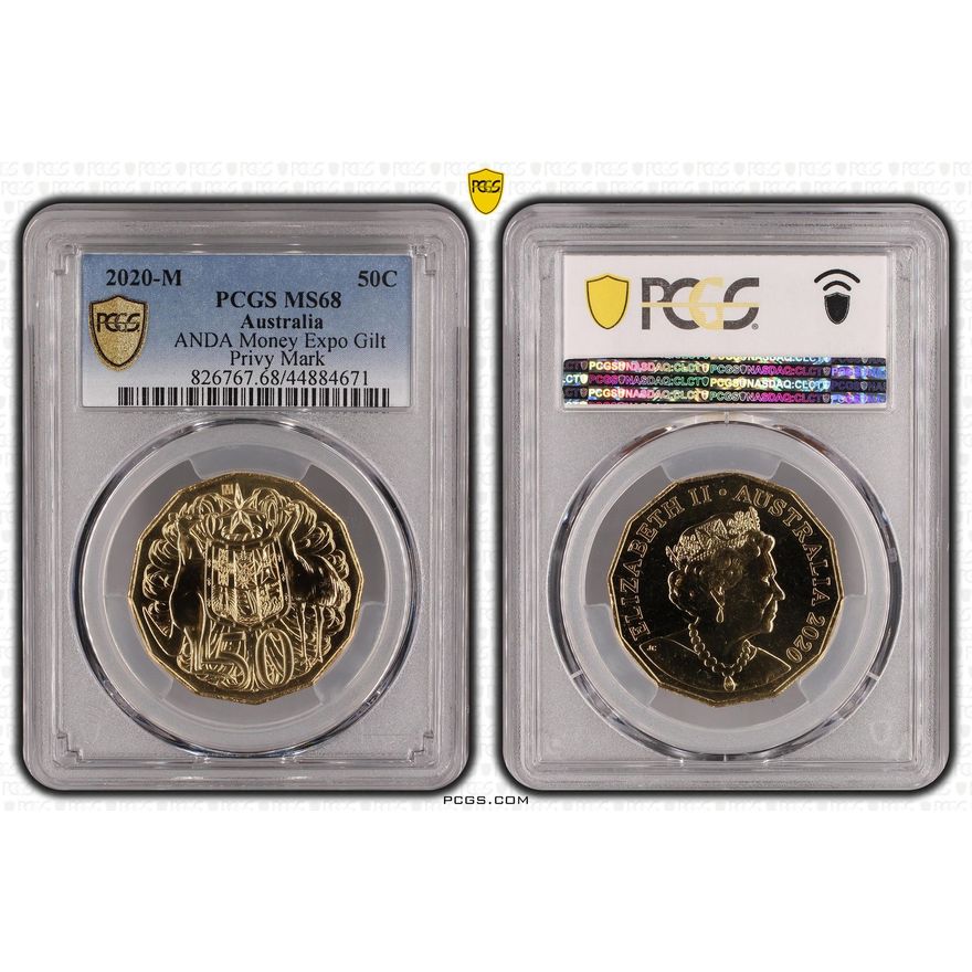 ANDA Money Expo Gilt, Fifty Cent, 2020-M, PCGS MS68