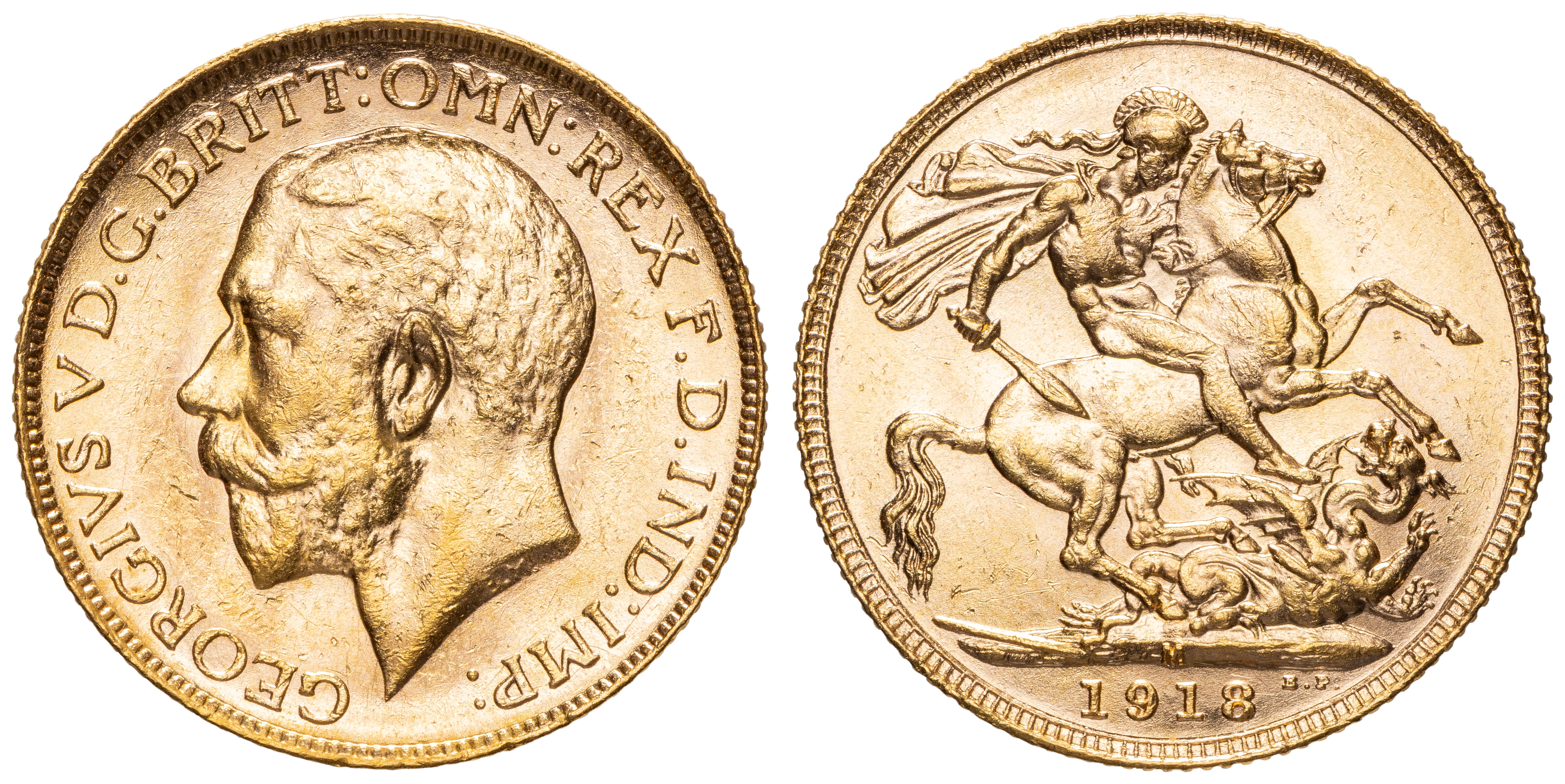 George V, Sovereign, 1918-M, EF