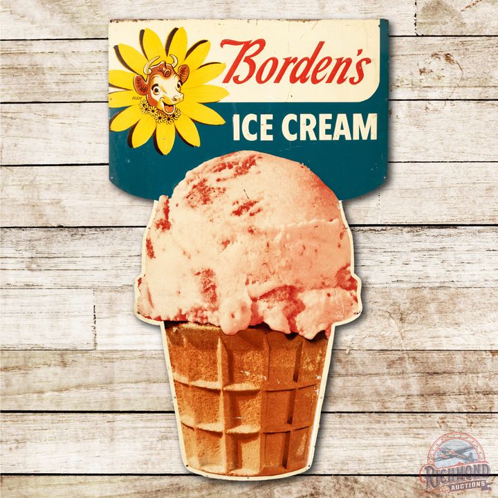 Borden's Ice Cream w/ Elise Logo Metal Sign TAC 8