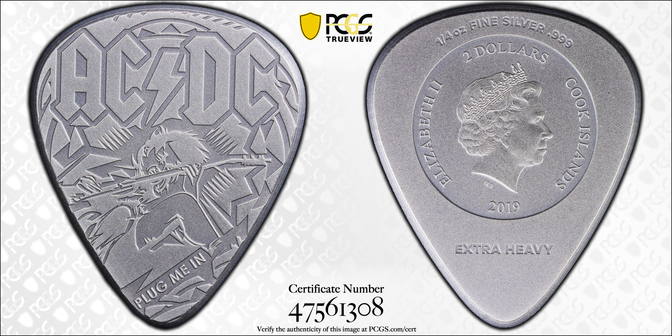 Cook Islands, AC/DC - Plug Me In POP 3/0, Two Dollar, 2019, PCGS MS70