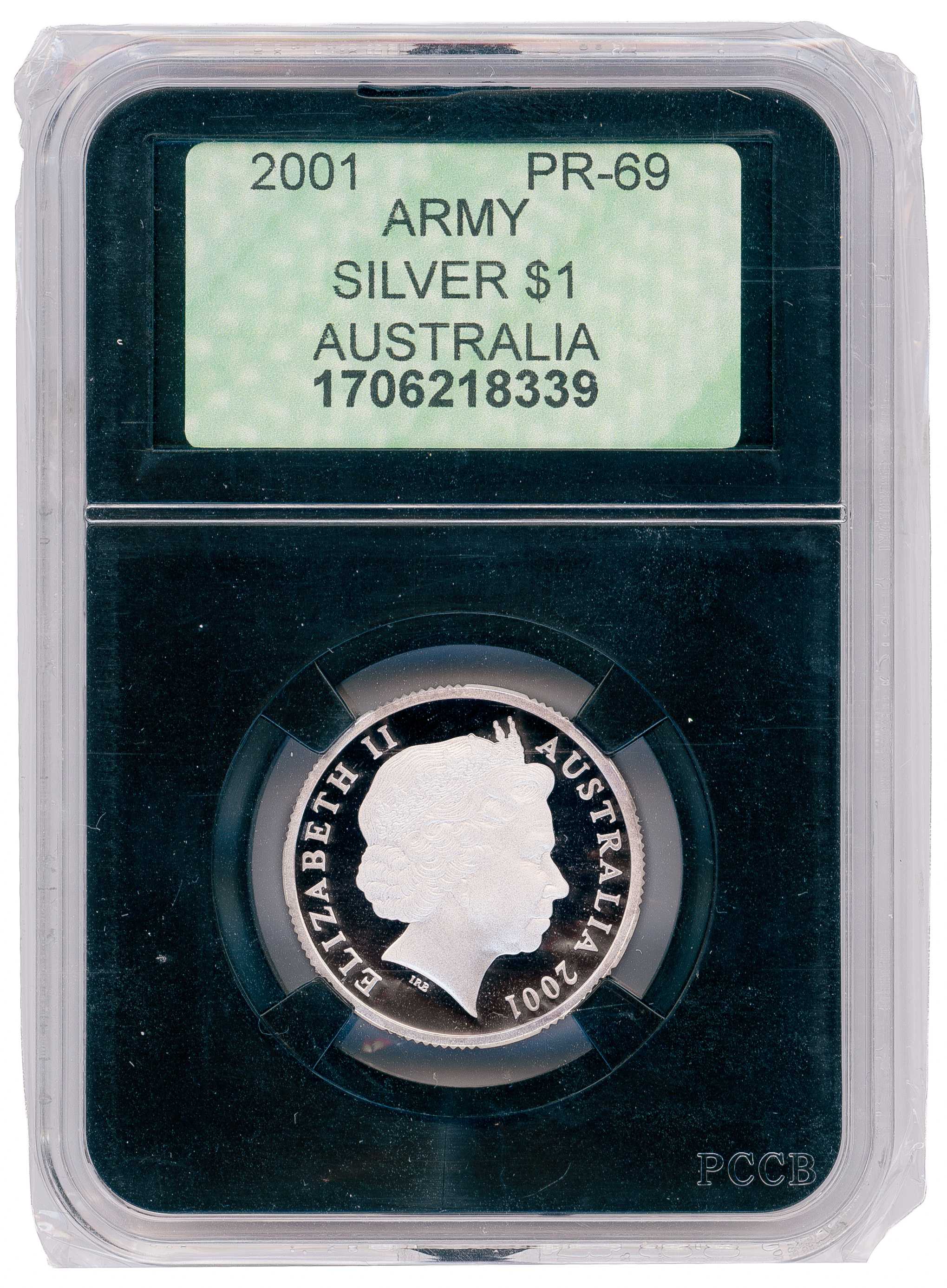 297 · Army, Silver, One Dollar, 2001,  PR69