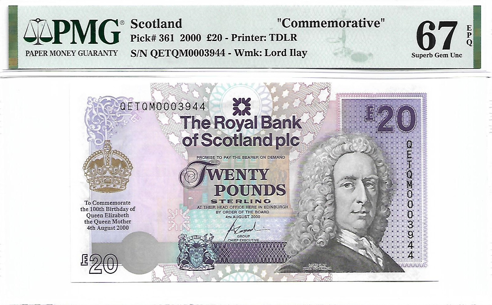 Scotland, 2000, £20, PMG 67EPQ. | Unique World Coin Sdn Bhd