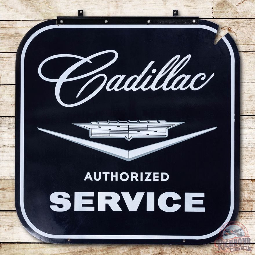 48" Cadillac Authorized Service Double Sided Porcelain Sign