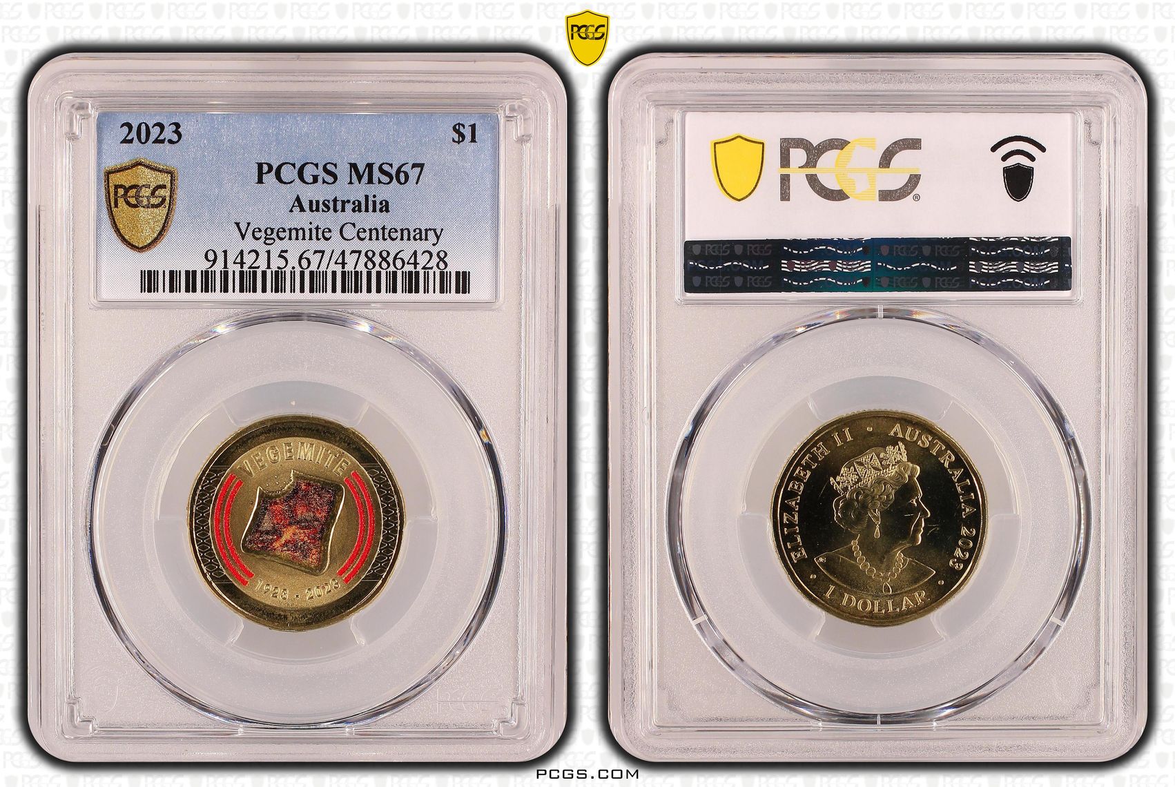 Vegemite Centenary, One Dollar, 2023, PCGS MS 67