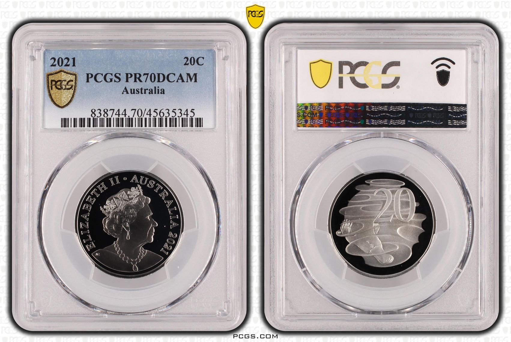 Twenty Cent, 2021, PCGS PR70DCAM