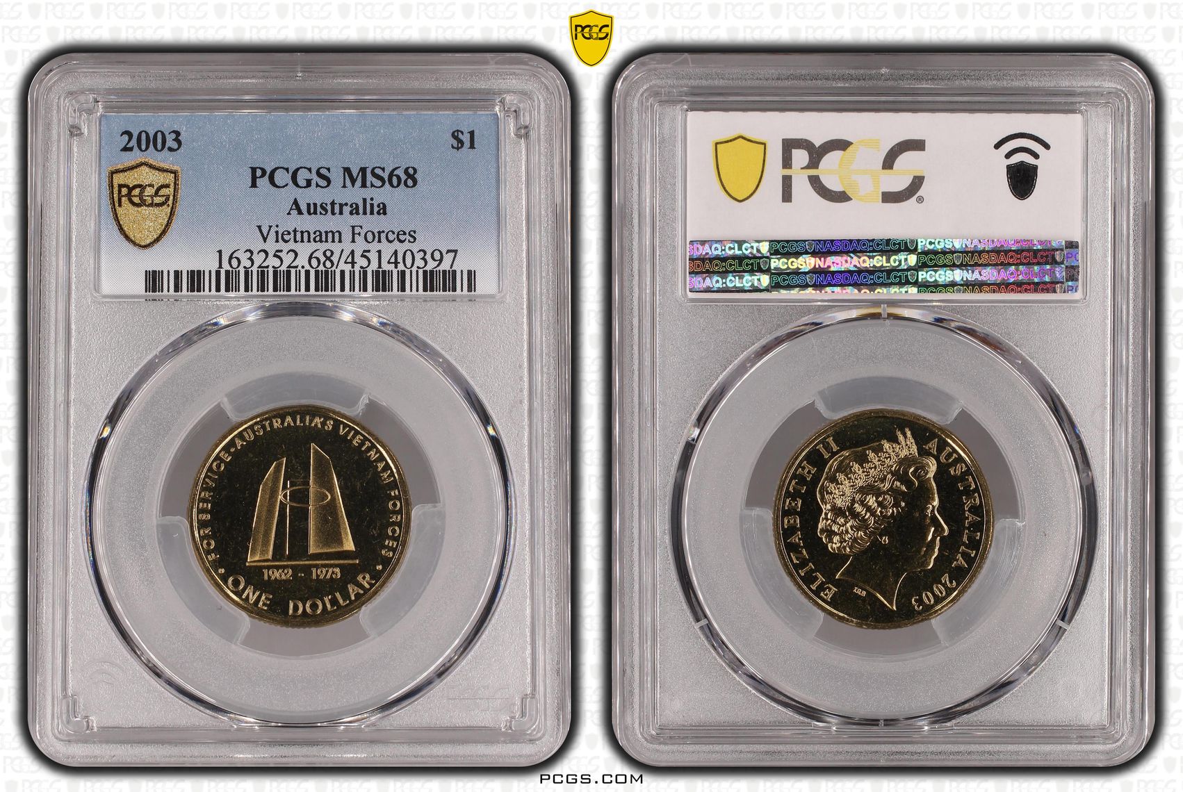 Elizabeth II, Vietnam Forces, One Dollar, 2003, PCGS MS 68
