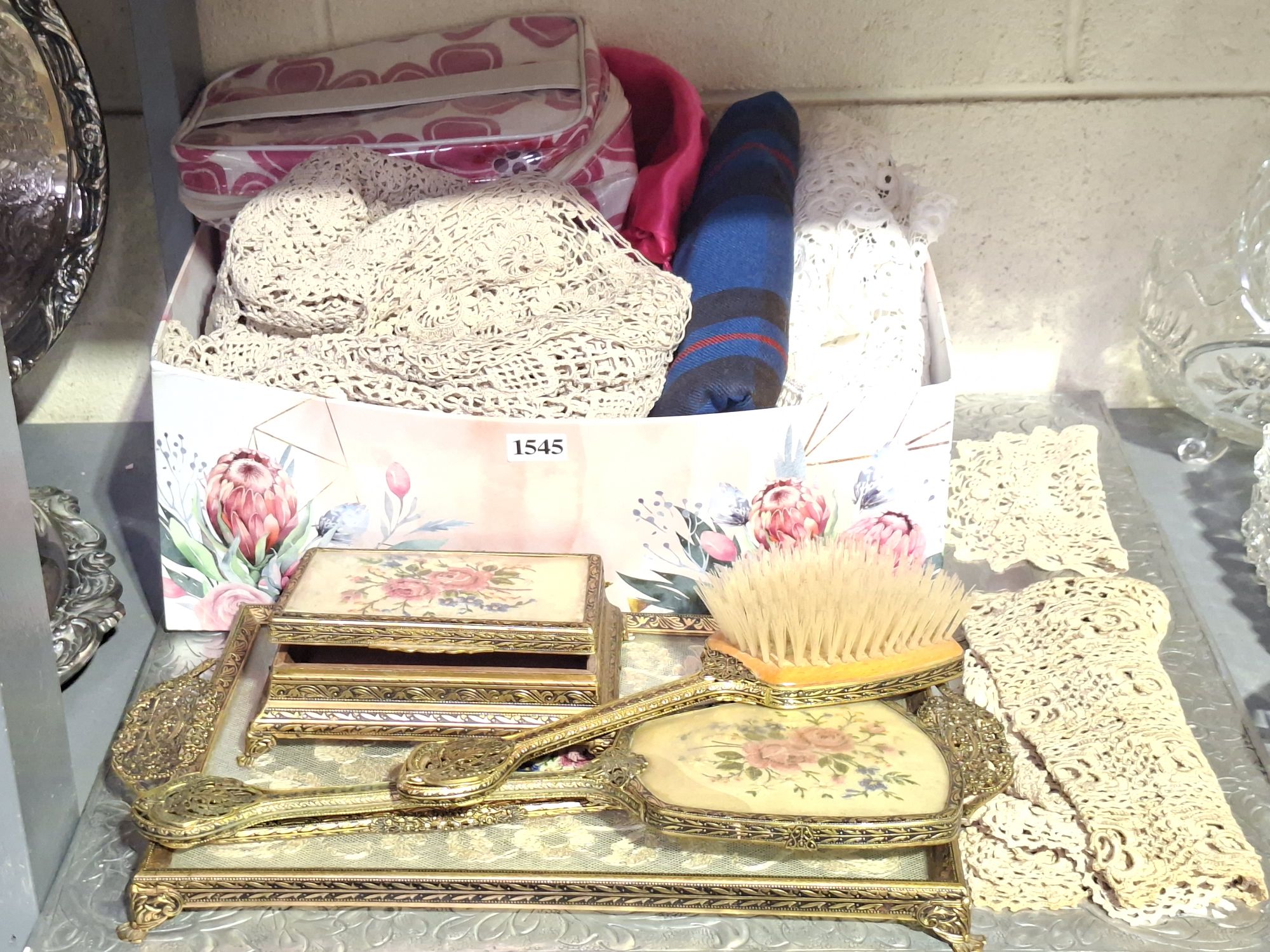 Petit Point Dressing Table Set And Linen