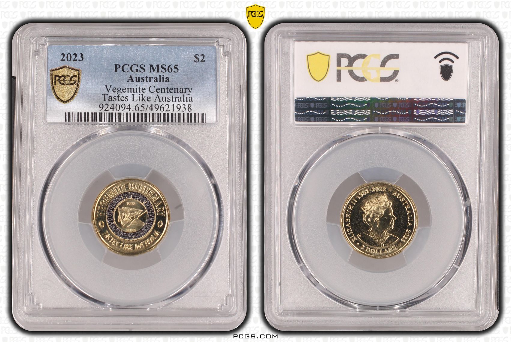 Vegemite Centenary Colorized Tastes Like Australia , Two Dollar, 2023, PCGS MS65