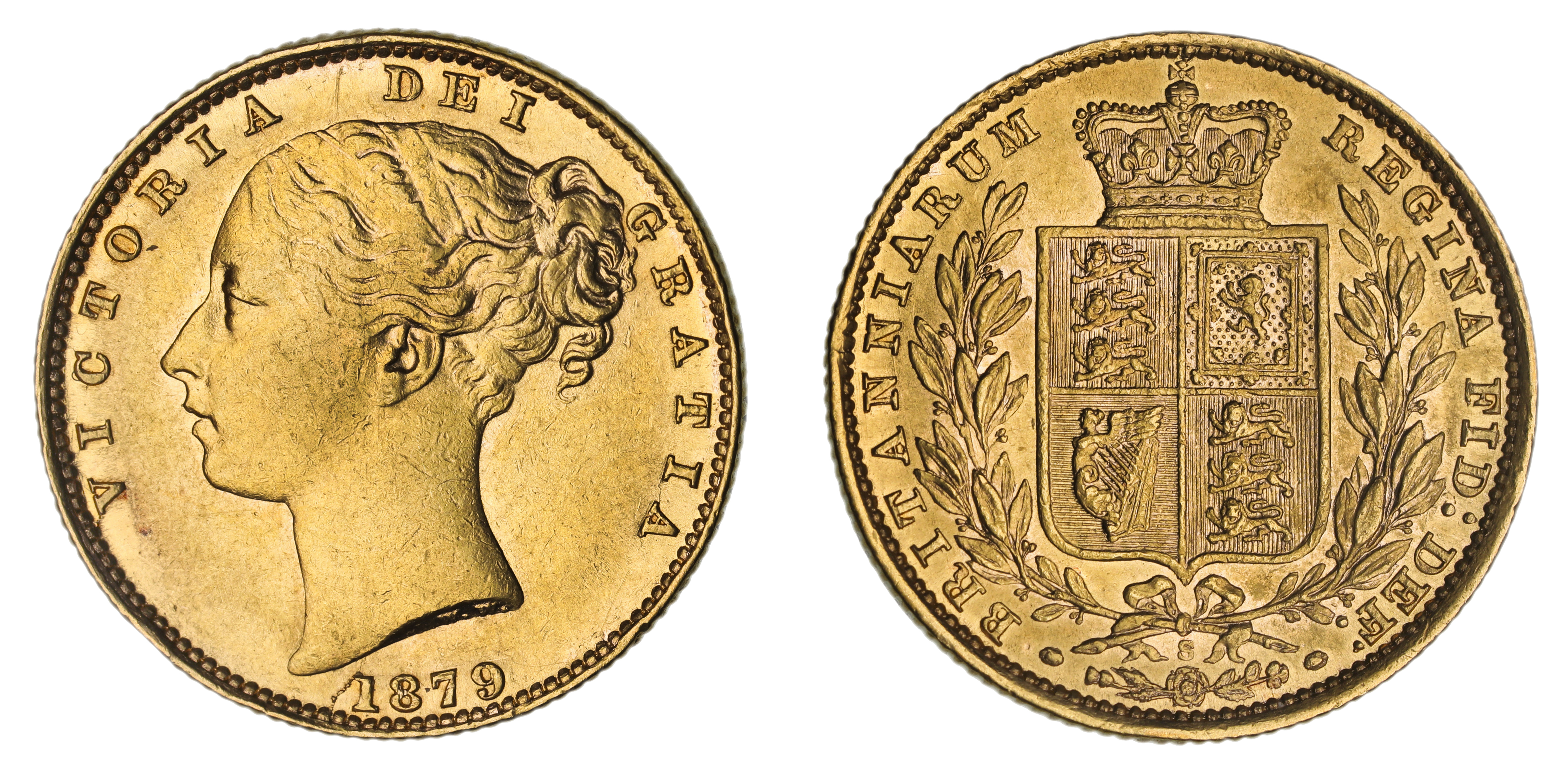 Victoria, Shield Reverse - Sydney Mint - Young, Sovereign, 1879, gVF