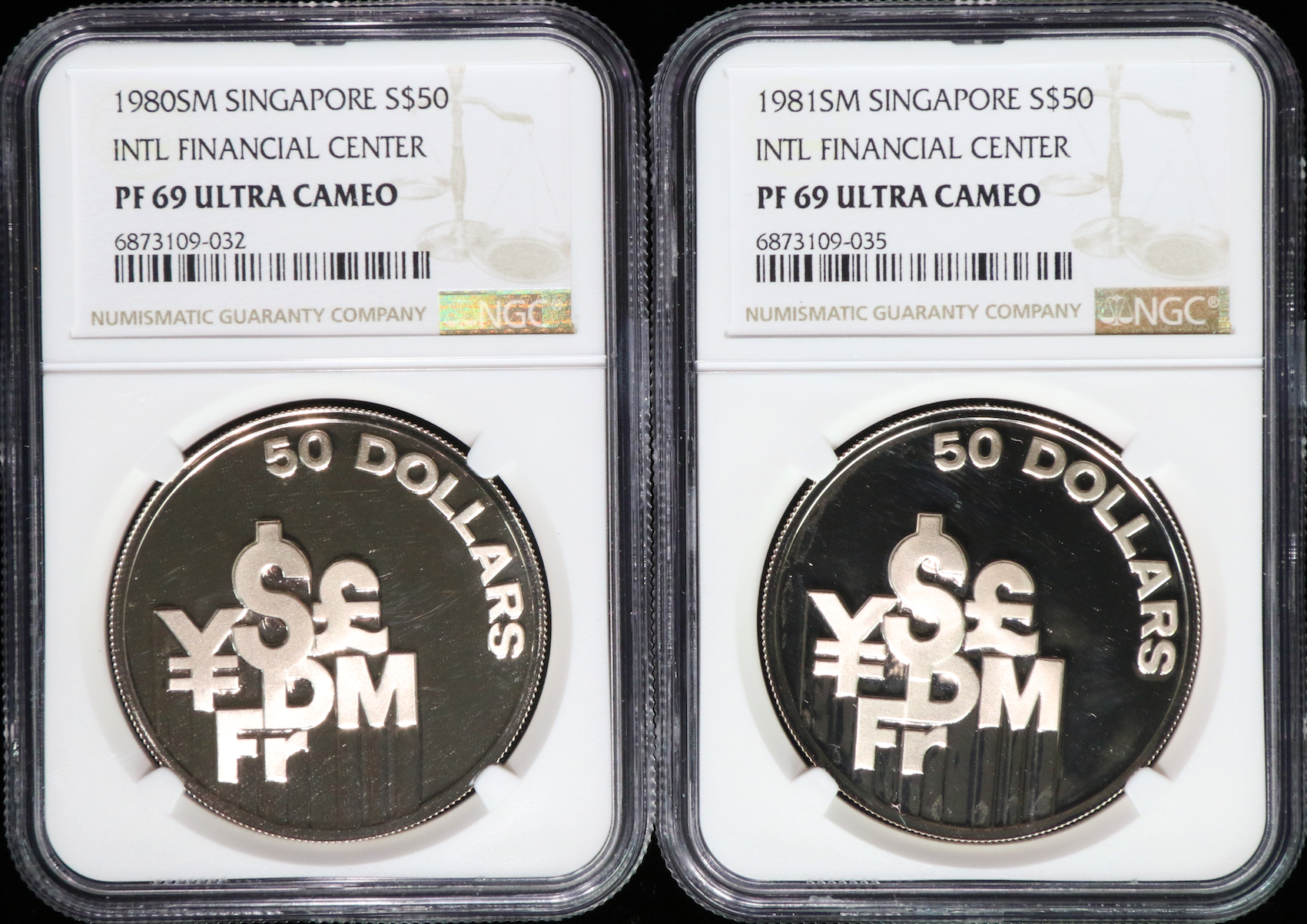 Singapore 1980-81 $50 INTL FINANCIAL CENTER NGC PF 69 ULTRA CAMEO