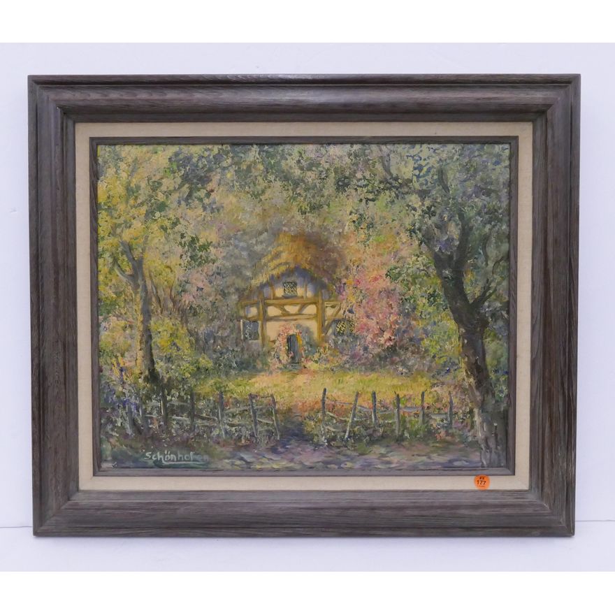Schonhofen Cottage Scene Oil Painting Framed- 22x26'' (RW1)