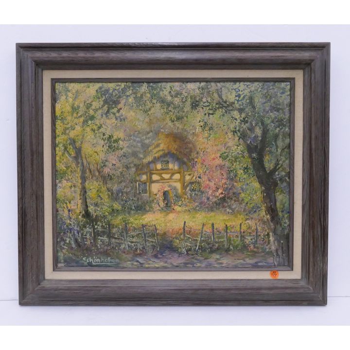 Schonhofen Cottage Scene Oil Painting Framed- 22x26'' (RW1)