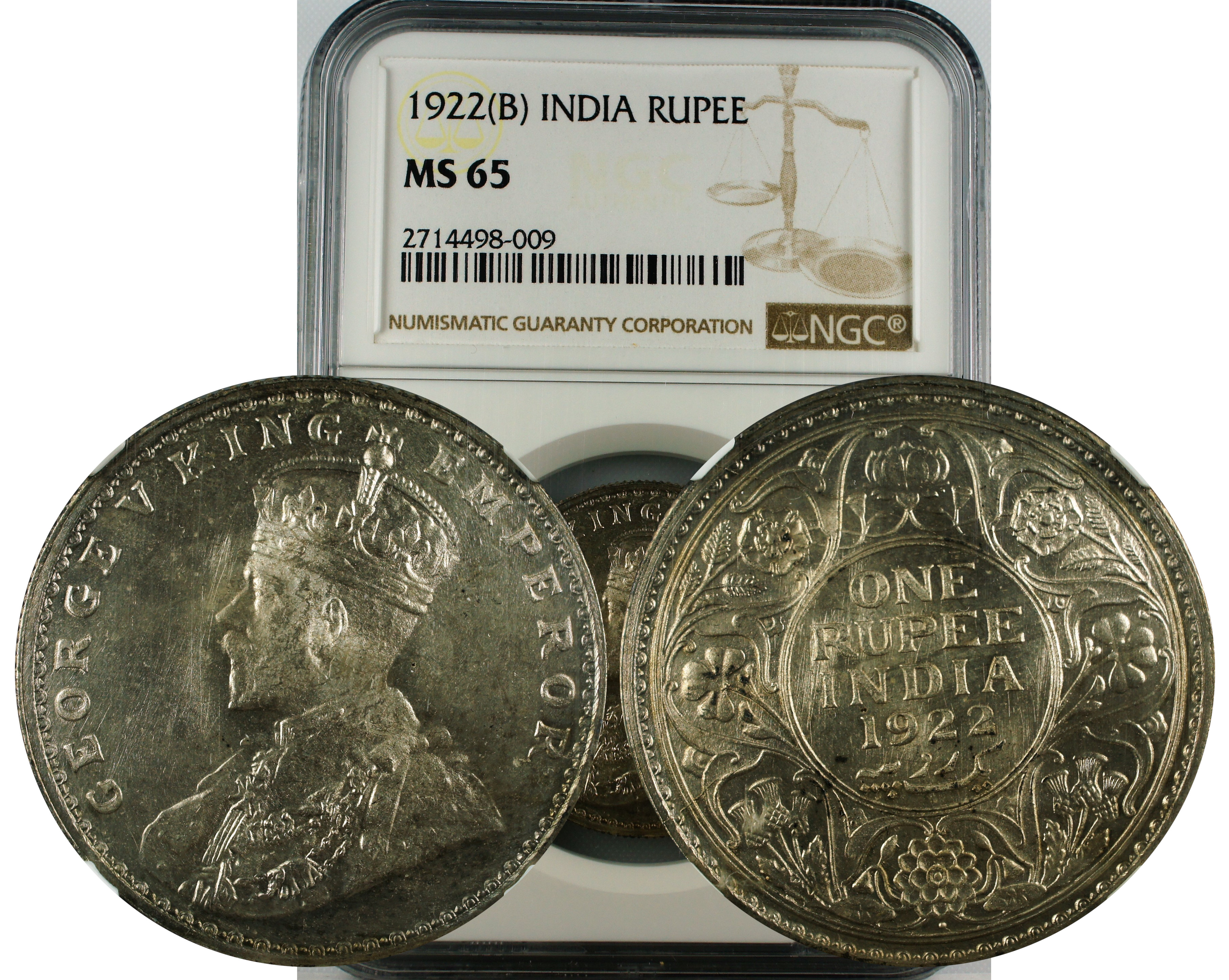 1922 B INDIA RUPEE MS65
