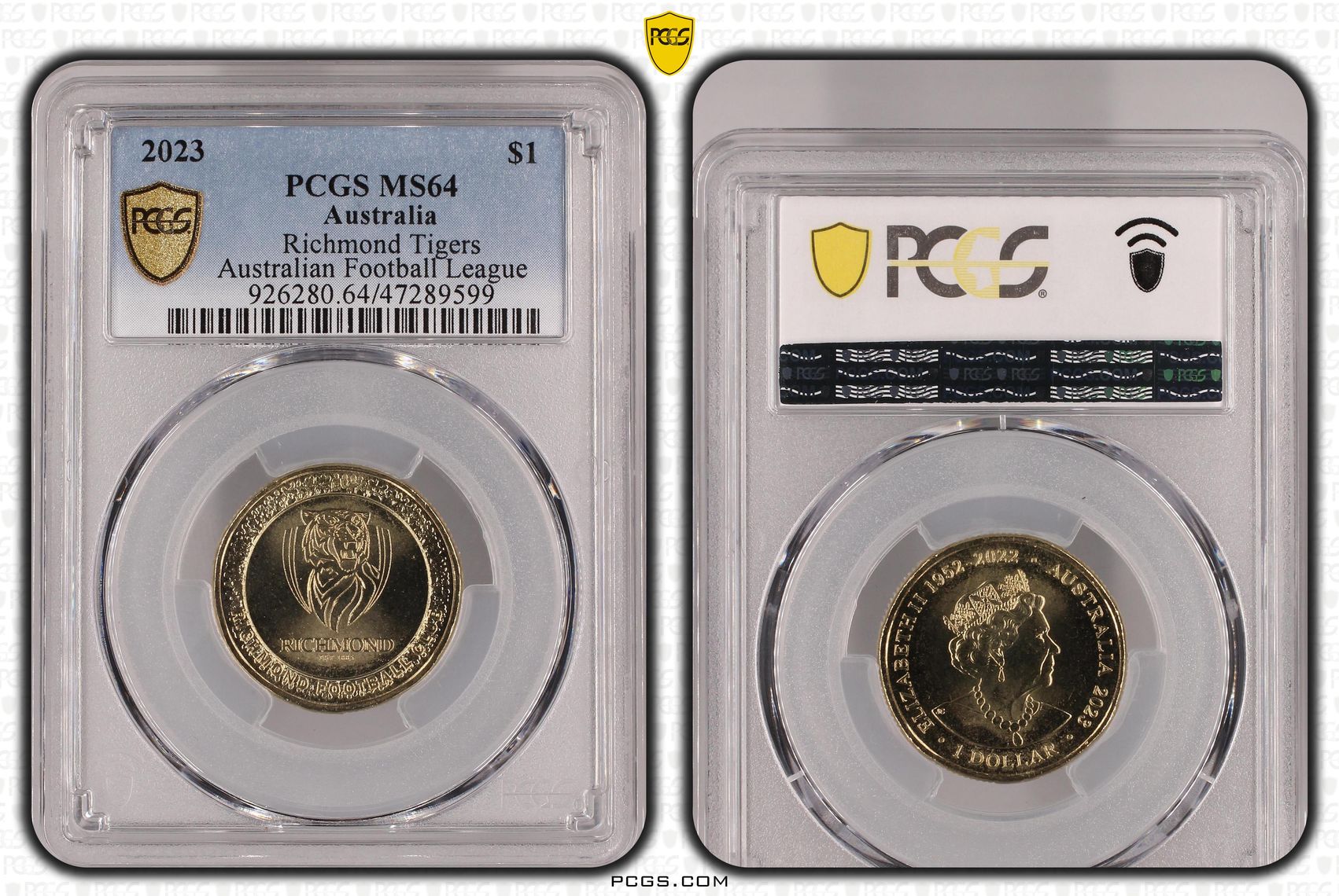 AFL - Richmond Tigers, One Dollar, 2023, PCGS MS 64